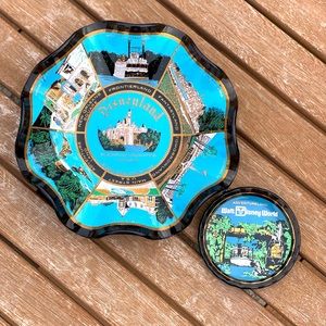 Vintage Disney Glass Dish and Coaster